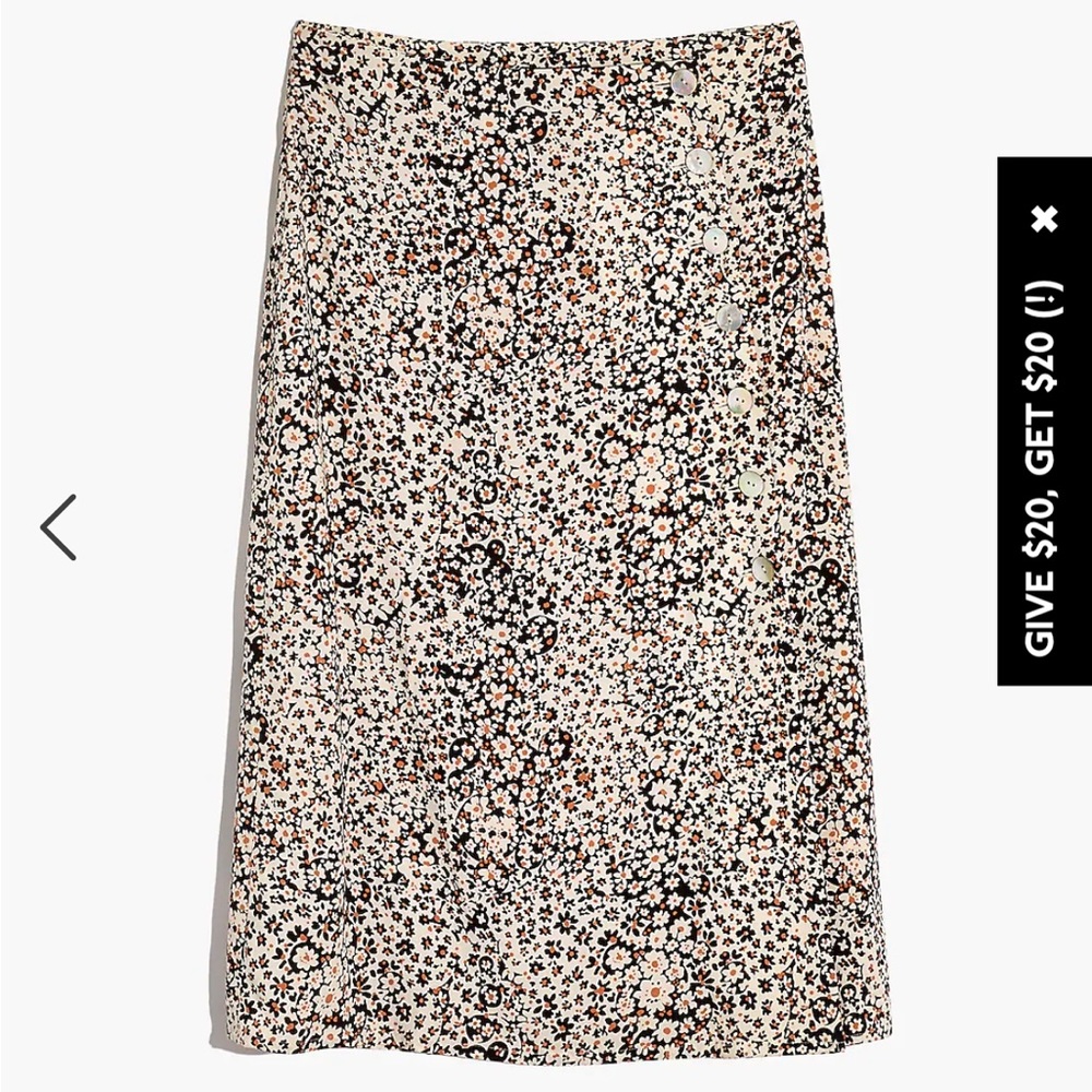 Madewell | Side-Button Straight Midi Skirt in Daisy Groove (Sz 2)